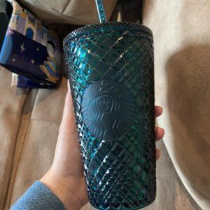 NEW! Starbucks Tumbler Emerald Green Jeweled Cold Grande 16oz Cup, 2022